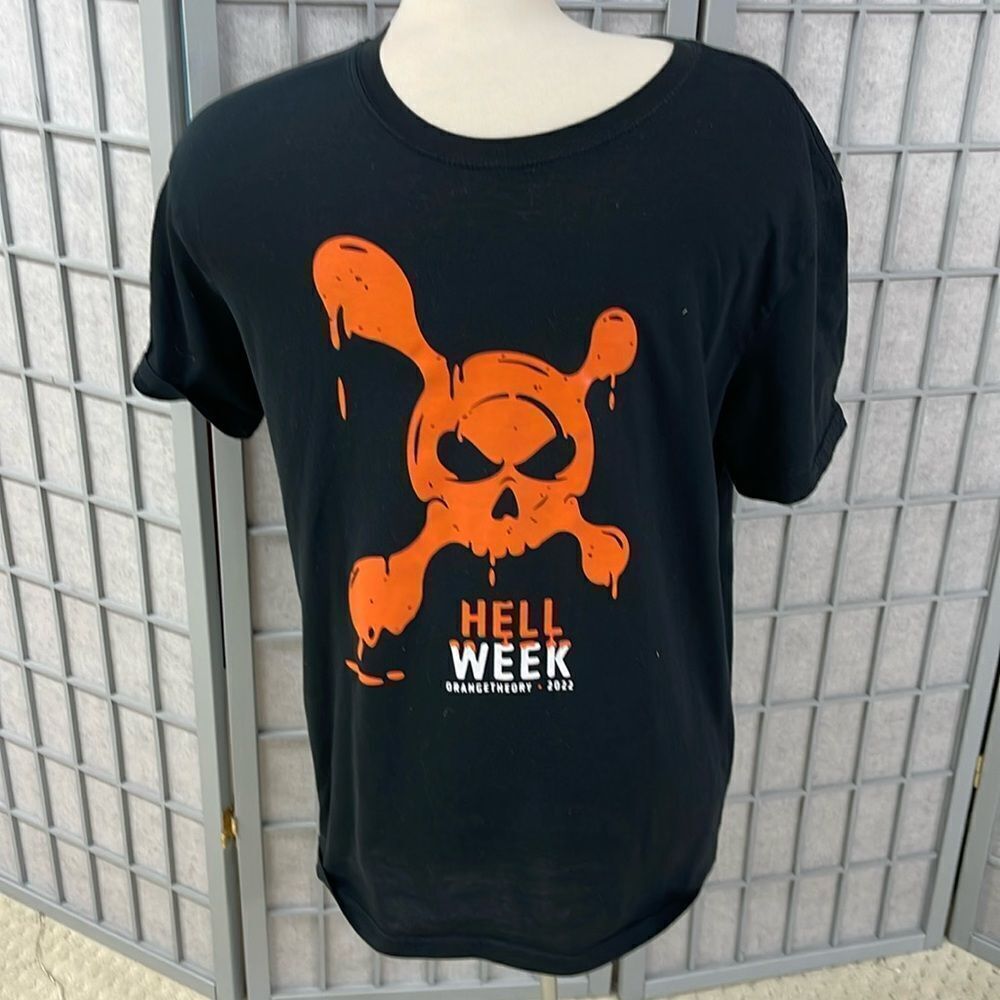 OrangeTheory Black and Orange Men’s Large Hell Week Graphic T-Shirt